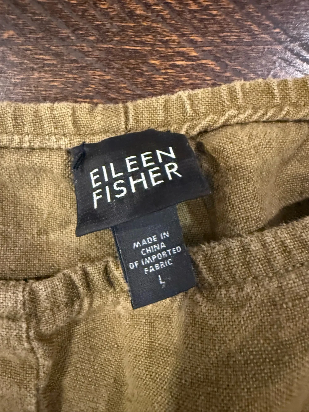Eileen Fisher Olive Green Cropped Relaxed-Leg Pants - Picture 3 of 8